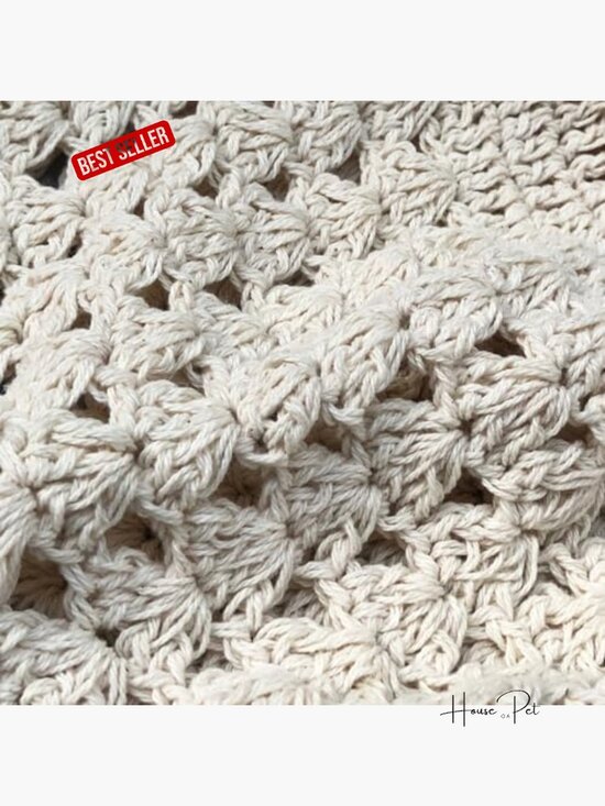 Crochet Beanie Hat Pearl Trim Boho Lightweight Knit Skull Cap main image 5